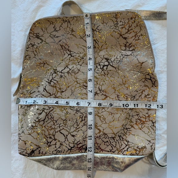 JANE MARIE Metallic Tan Leather Backpack - Picture 10 of 11